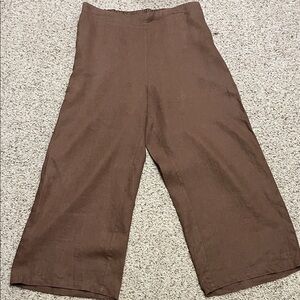 Tahari Wide Leg Cropped 100% Linen Pant